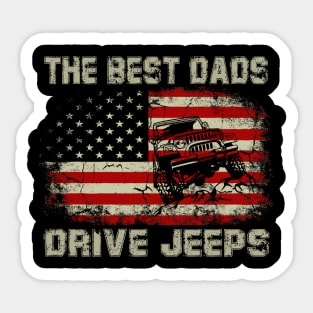 The Best Dads Drive Jeeps American Flag Jeep Sticker